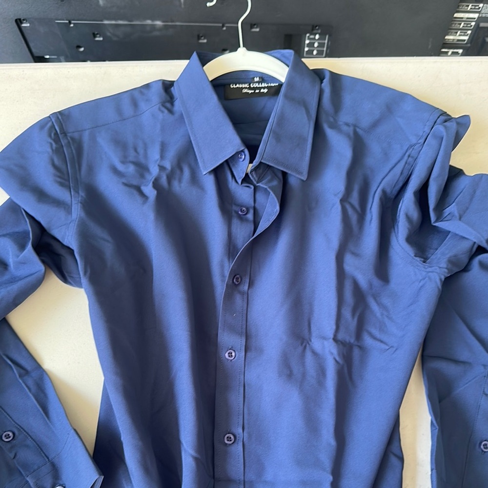 IC COLLECTION Blue Dress Shirt Classic Style